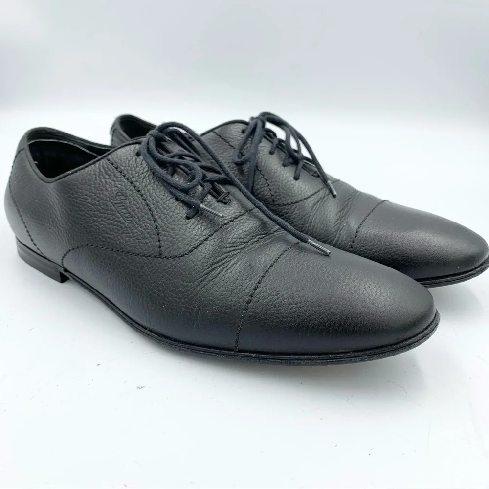 Gucci Pebbled Leather Black Oxfords Gucci 6 (US6.5) - Picture 3 of 15